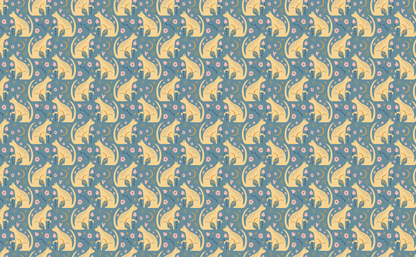 Overall tiled layout showing rhythm, spacing, and repeat of the fox and floral elements