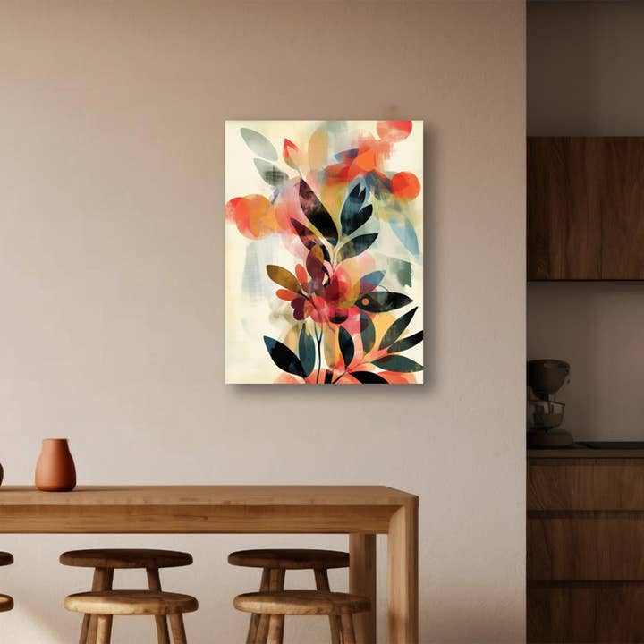 Mid Century Modern Floral Canvas or Poster Wall Art. Mid Century Modern Flowers 1 by Carmedon Wall Decor — view 3