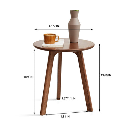 Mid-Century Round Wooden Side Table with Tapered Legs