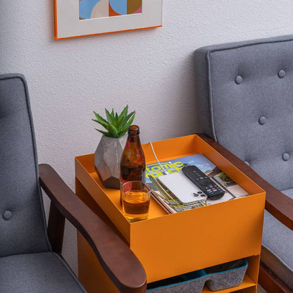 Quad Rolling Side Table/Cart-Orange