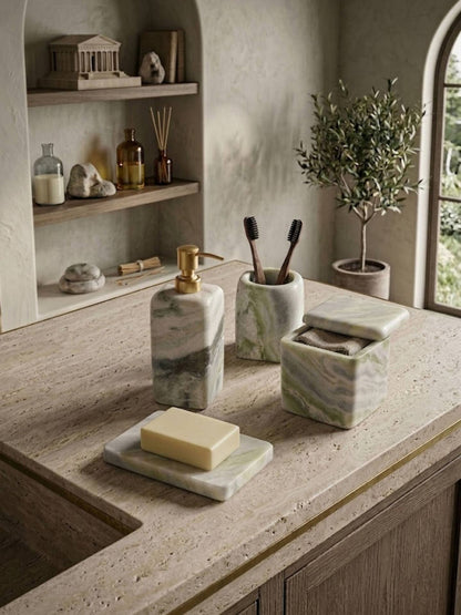 Hanoi Green Onyx Bath Accessories Set by GAURI KOHLI — view 4
