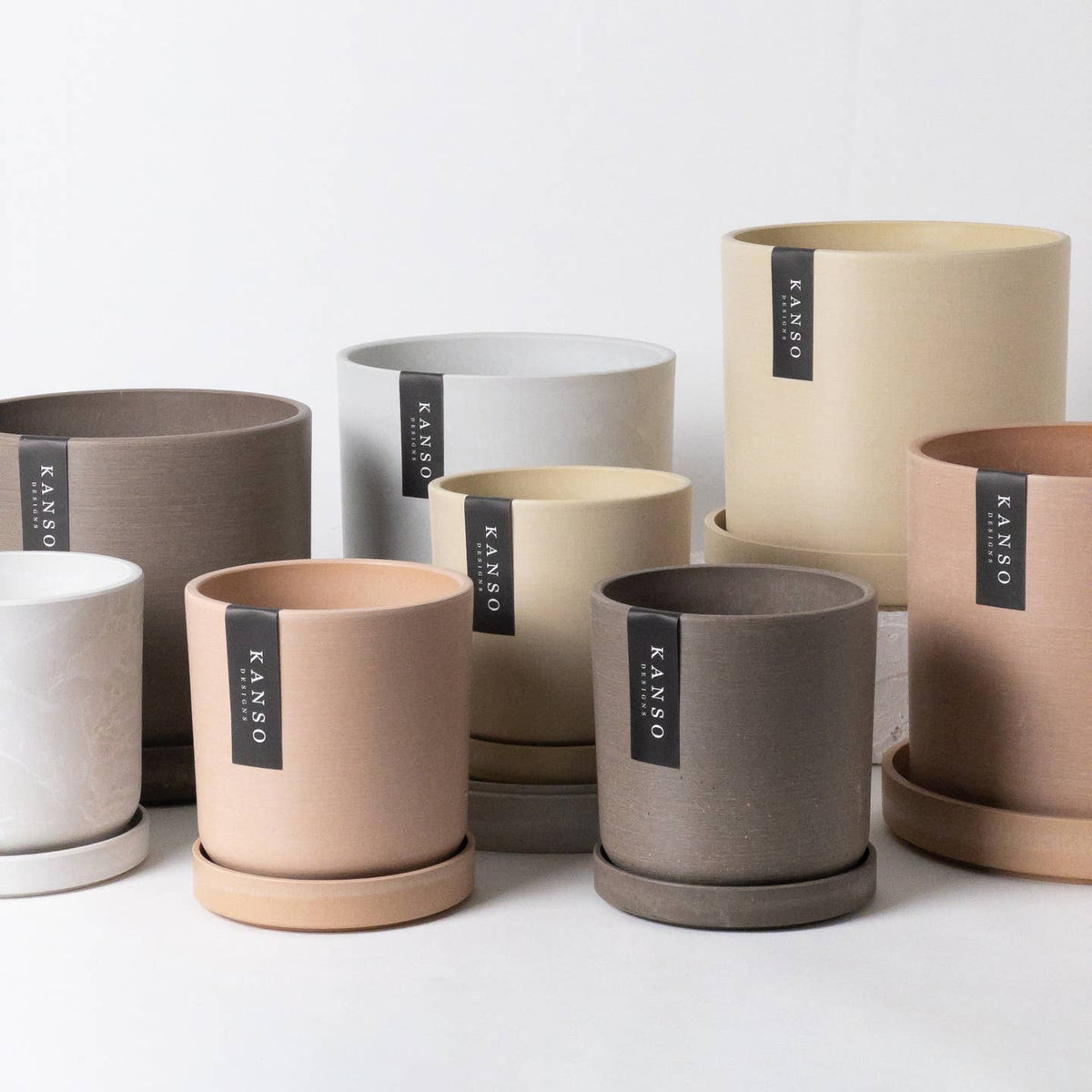 7" & 4" Signature Planters & Saucer — Earth Tones by Kanso Designs