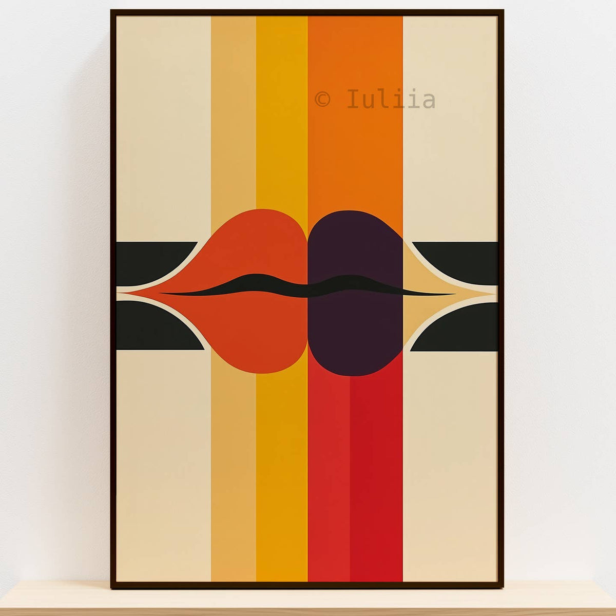 Mcm Geometric Poster – Retro Colorful Lips Wall Art Print by IuliiaArtPrints