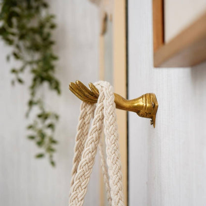 1 Piece Brass Hand Shape Hooks For Closet Gold Mudra Hangers by Daana Paani LLC — view 3