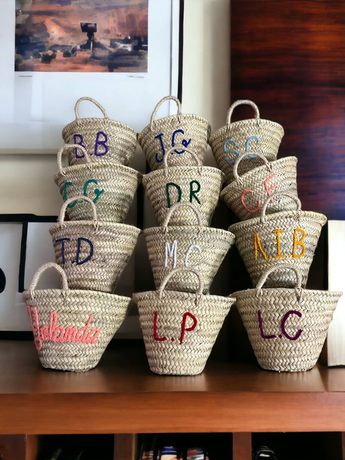 French Basket, Straw Tote Bag, Grocery Bag, Woven Bag by Melecraft — view 6