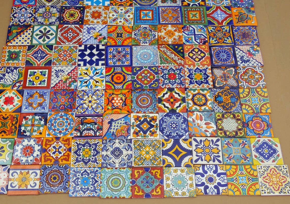 Mexican Ceramic Tile Bundle - 200 Pcs by Mediterranean Collection
