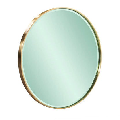 Round Colored Glass Mirror with Stainless Steel Frame by Howard Elliott on Faire — view 2