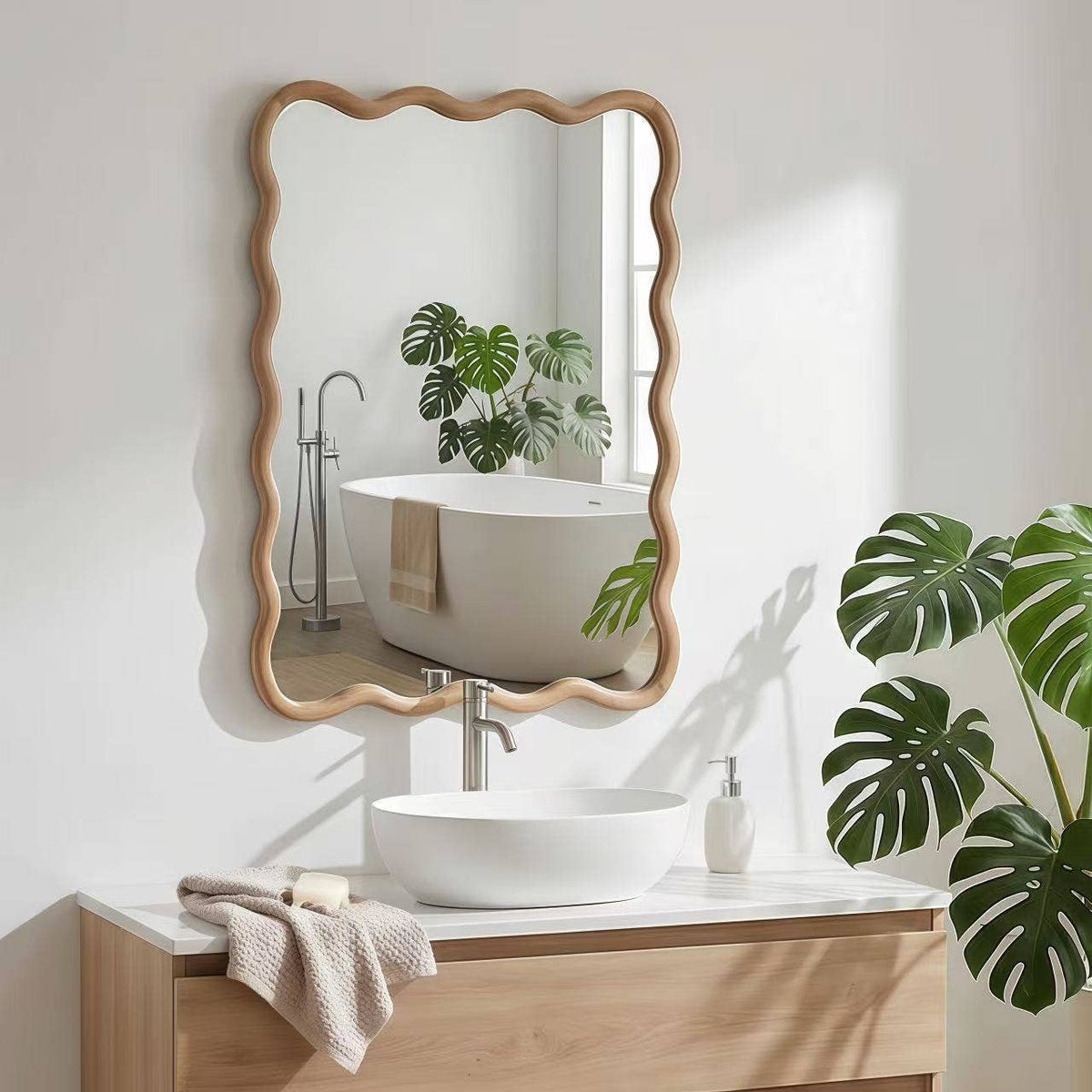 20 X 30-Inch Wavy Solid Wood Frame Wall Mirror, 5 Finishes by VTNG50