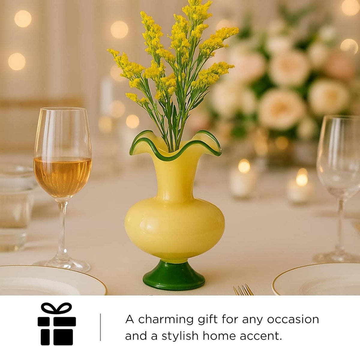 Verdant Bloom Hand-Blown Glass Flower Vase Décor - 11" by The Wine Savant / Khen Glassware — view 4