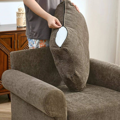 Chenille Accent Chair with Ottoman, Plush Cozy Lounge Set For Small Spaces by LauKingdom — view 3