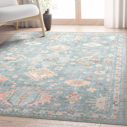 Delhi Vintage Medallion Diamond Pattern Rug – Easy Clean, Stylish Elegant Design