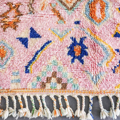 Pink and Orange Moroccan Rug, Handwoven Shag Rug, Berber Rug