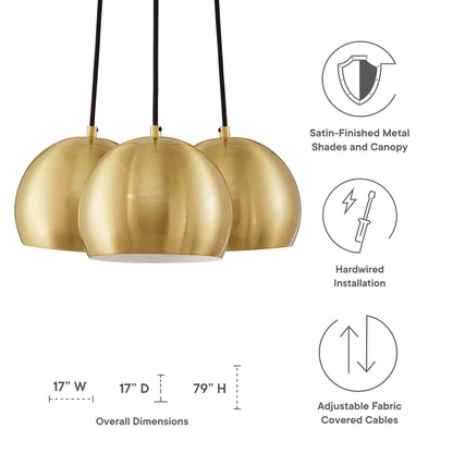 Golden Chalice 3-Light Metal Pendant