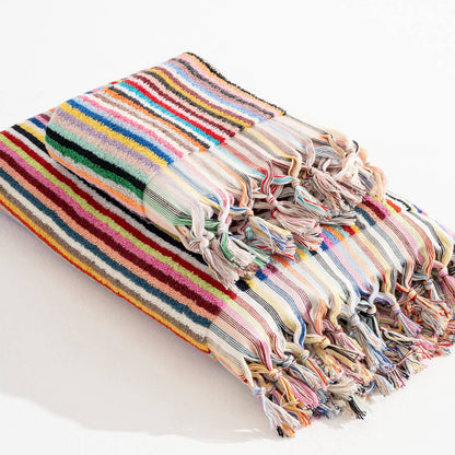 Stripe Bubble Handloomed Turkish Hand Towels 17x38" Bohemian by Kikoya — view 19
