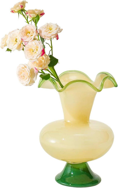 Verdant Bloom Hand-Blown Glass Flower Vase Décor - 11" by The Wine Savant / Khen Glassware