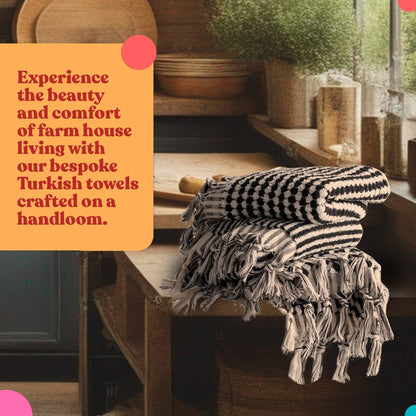 Stripe Bubble Handloomed Turkish Hand Towels 17x38" Bohemian by Kikoya — view 17