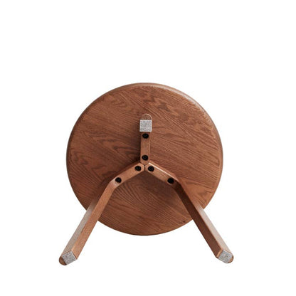 Mid-Century Round Wooden Side Table with Tapered Legs
