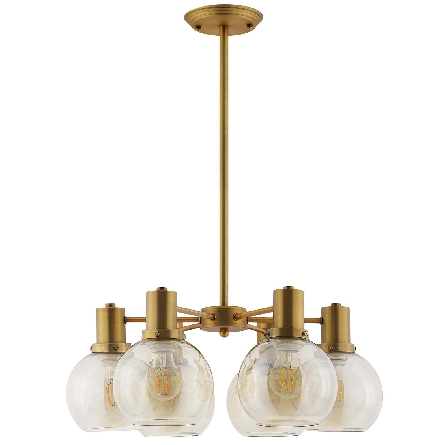Echo Radiance Amber Glass and Brass Chandelier mid-century modern ceiling light