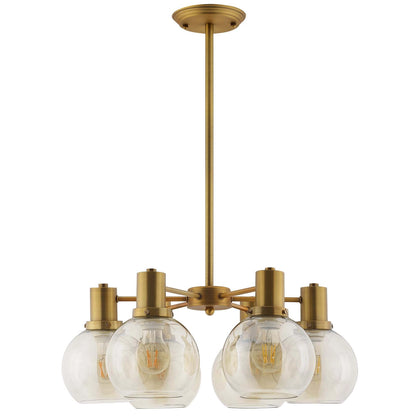 Echo Radiance Amber Glass and Brass Chandelier mid-century modern ceiling light