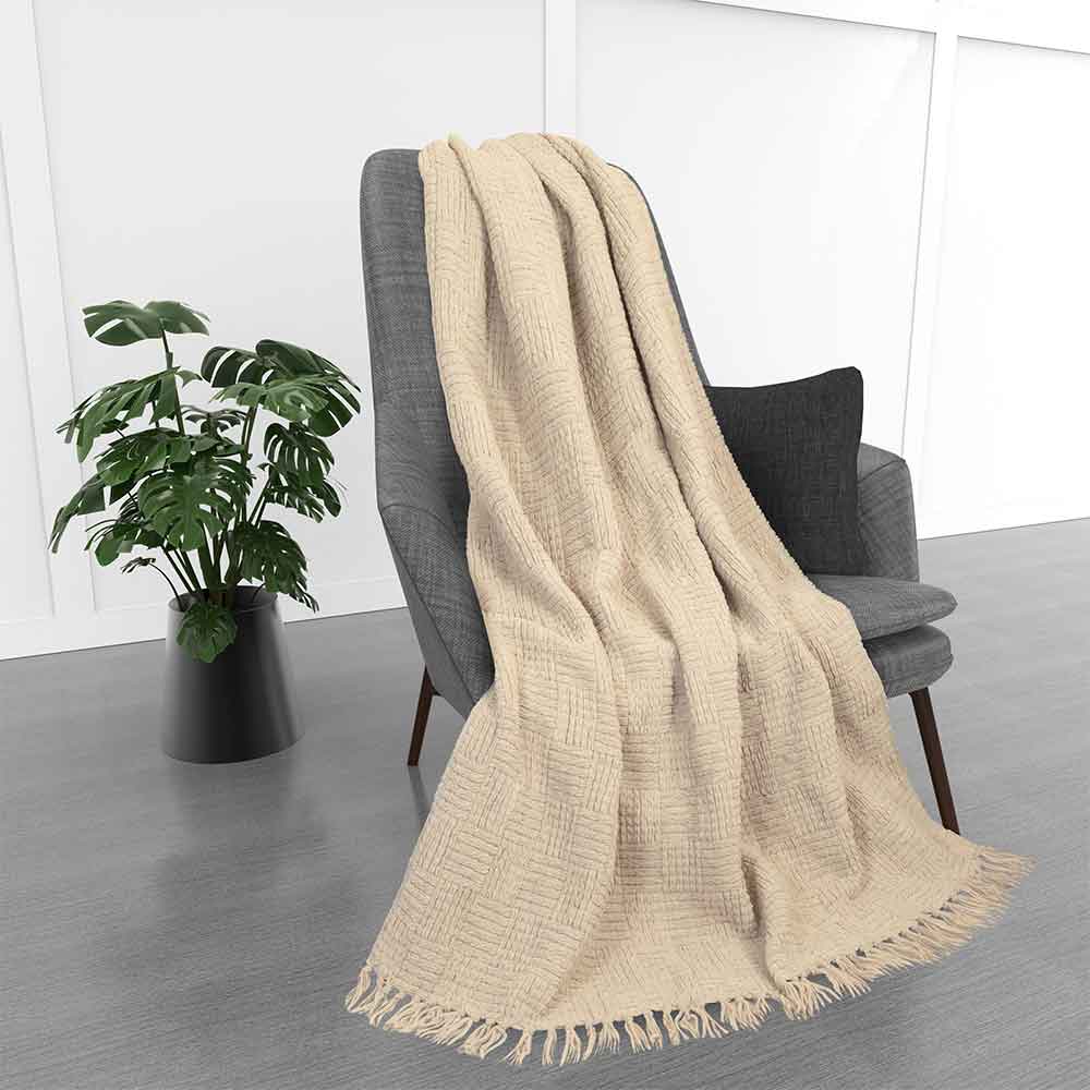 Kathy Ireland Oversized Chenille Fringed Basket Throw by Bed Bath Fashions — view 25