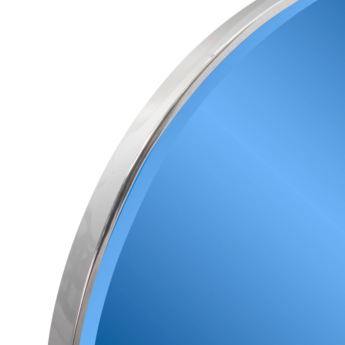 Round Colored Glass Mirror with Stainless Steel Frame by Howard Elliott on Faire