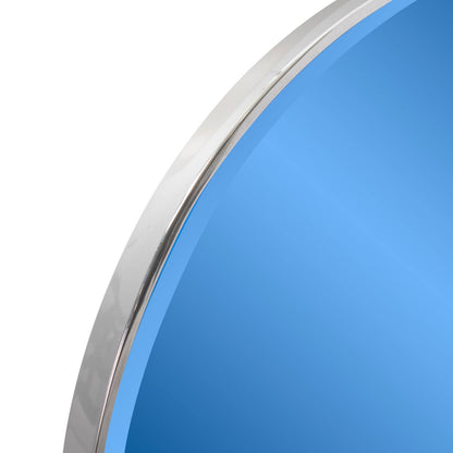 Round Colored Glass Mirror with Stainless Steel Frame by Howard Elliott on Faire
