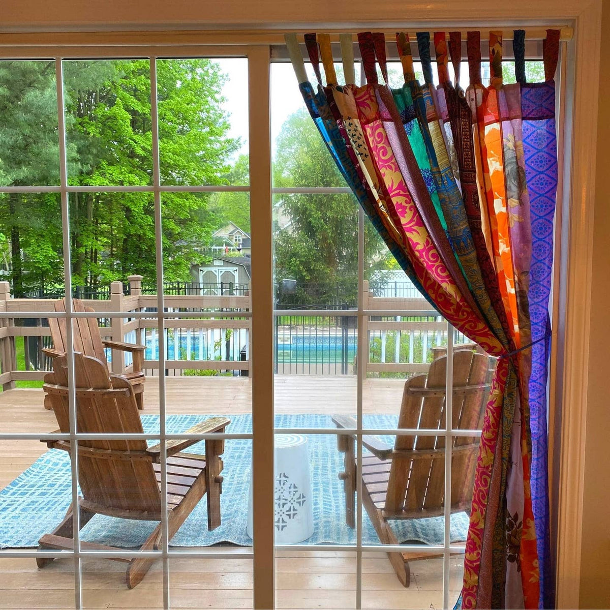 Rainbow Oasis: Recycled Sari Curtains by Darn Good Yarn — view 4