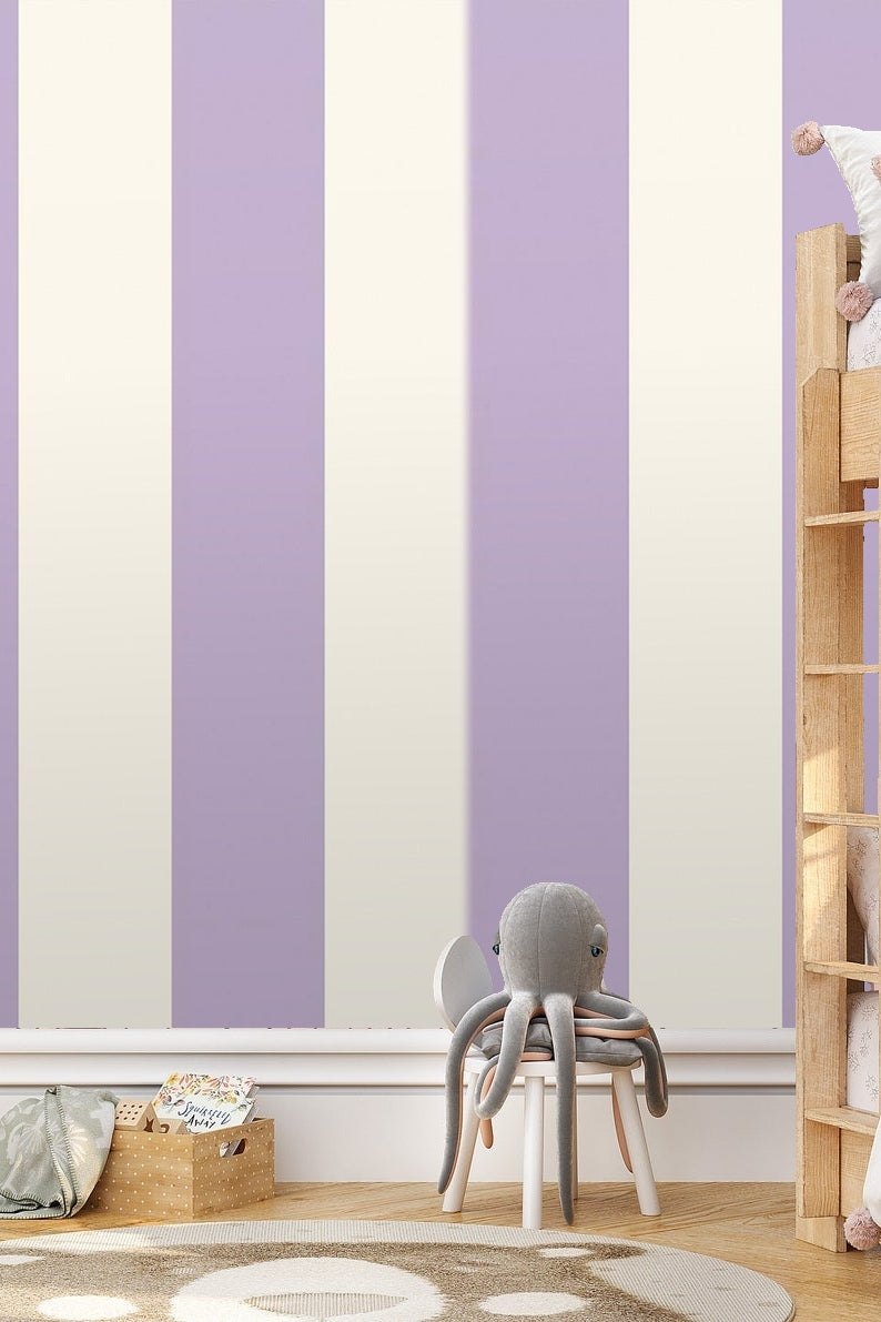 Stylish contrast pattern of lavender and soft white stripes