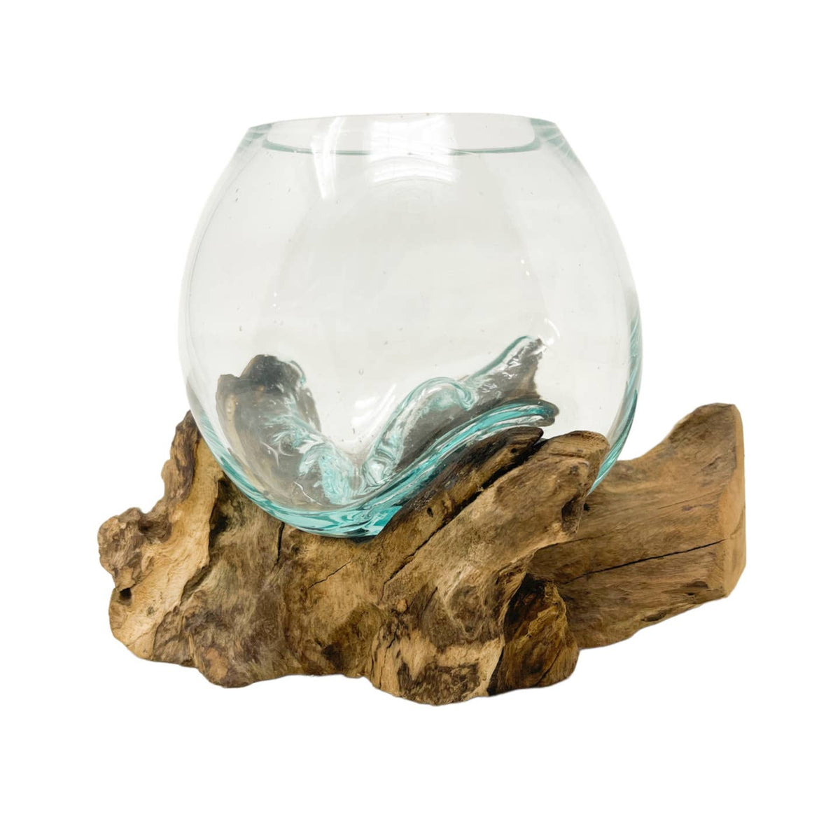 Mini Glass Terrarium On Wood (Approx. 6" X 5" X 5") by Asia West — view 5