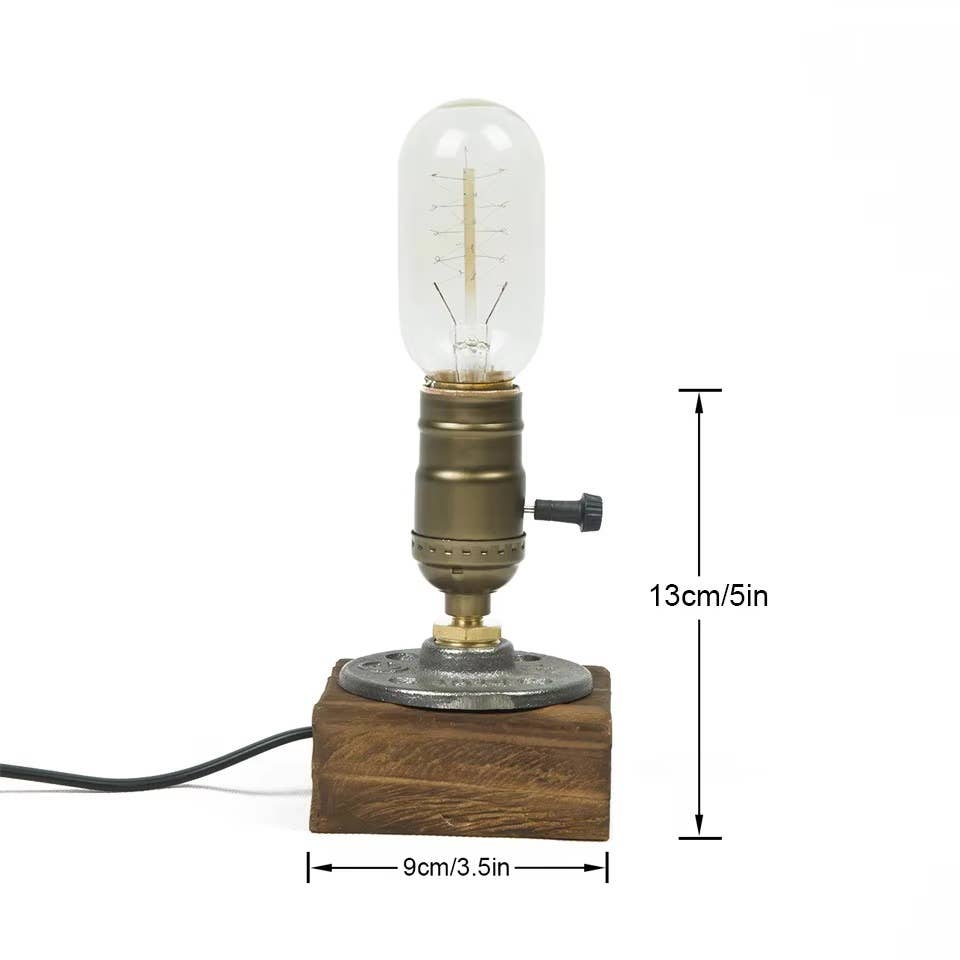 Industrial Led Table Lamp with Wood Base by huemabe (All Import Duties Covered) — view 3