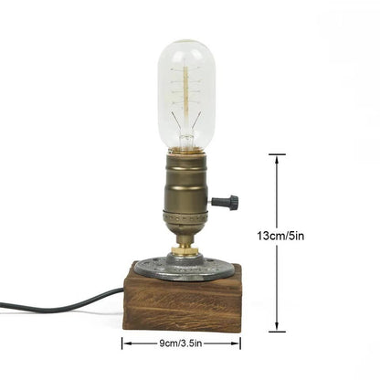 Industrial Led Table Lamp with Wood Base by huemabe (All Import Duties Covered) — view 3