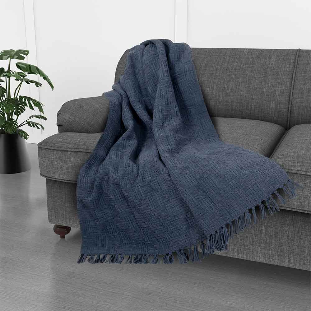 Kathy Ireland Oversized Chenille Fringed Basket Throw by Bed Bath Fashions — view 30
