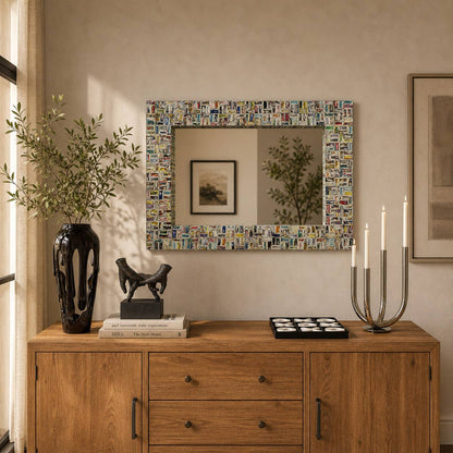 Eclectic Multi Colored Paper Wall Mirror by Deco Marché