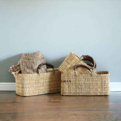 Market Reed Storage & Leather Baskets Shopping Bag by Gran Wholesale — view 2