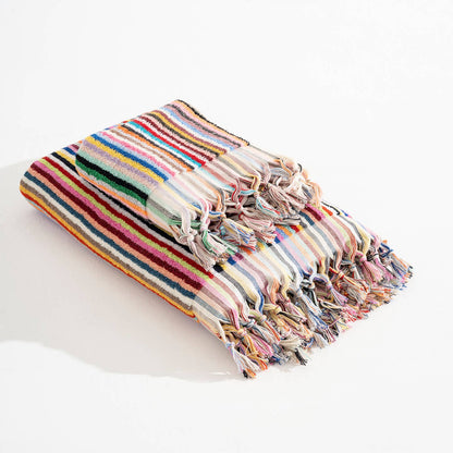 Stripe Bubble Handloomed Turkish Hand Towels 17x38" Bohemian by Kikoya — view 20
