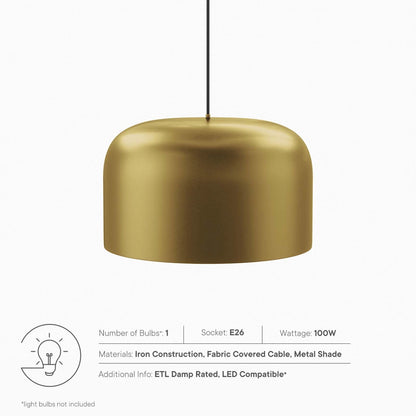 Brushed Gold Avenue 1-Light Pendant minimalist gold single hanging light