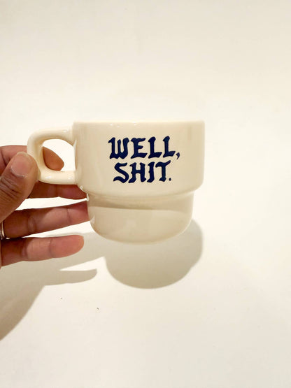Funny Mug Well, Shit Cappuccino Mug Retro Diner Mug by N.B. GOODS — view 2