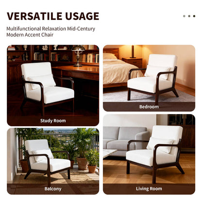 Lounge Accent Chair Solid Wood Frame,Green/Beige/Orange/Gray by 39F Inc. — view 2