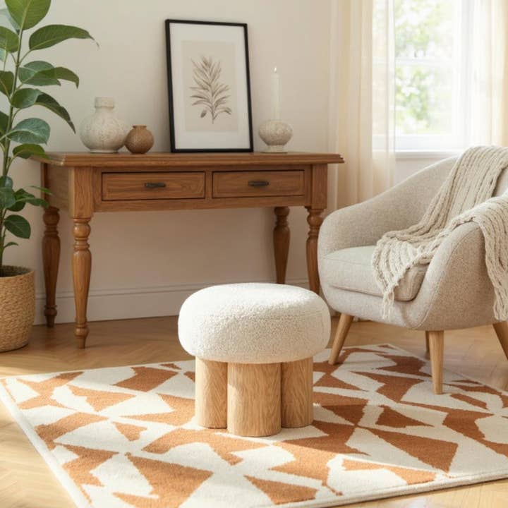 Mushroom Stool with Pleated Upholstered Seat, 3 Colors,16.5" by HOMYCASA DESIGN INC — view 4