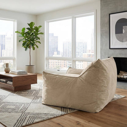 Plano 40" Contemporary Velvet Bean Bag Chair with Armrests by HOMYCASA DESIGN INC — view 4