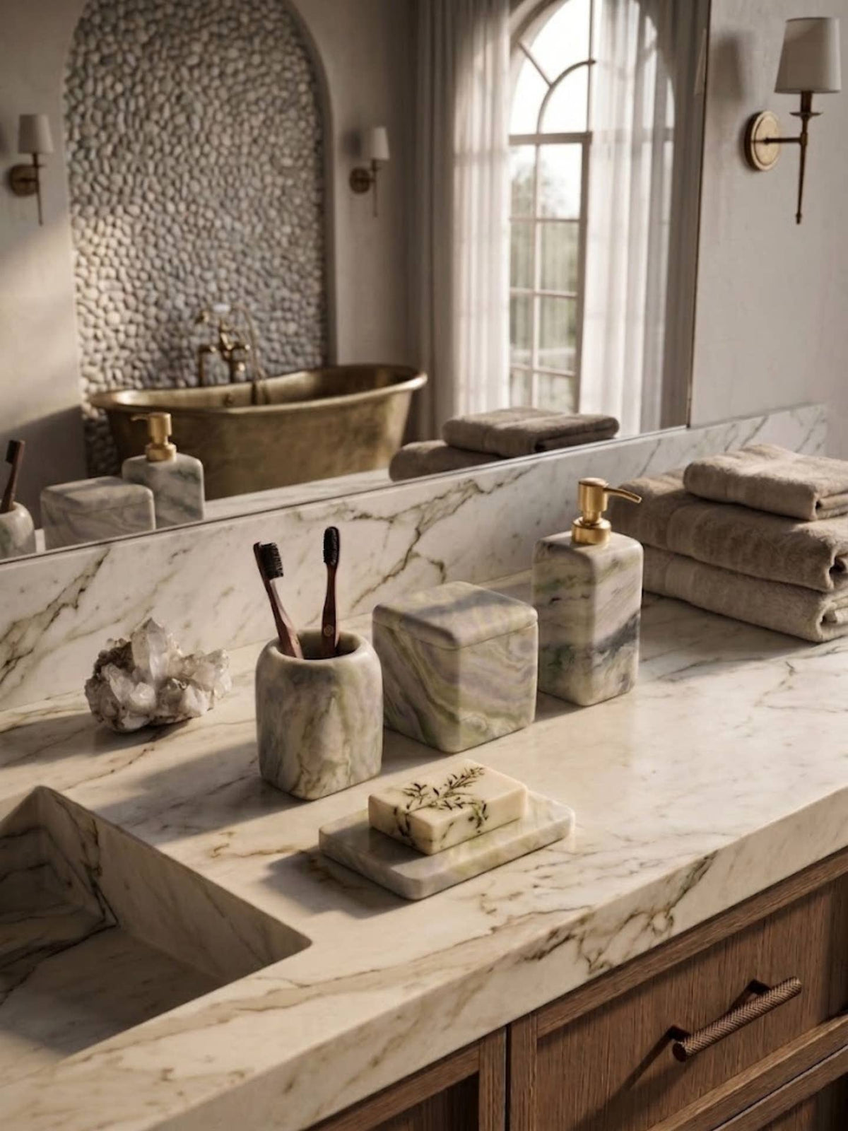 Hanoi Green Onyx Bath Accessories Set by GAURI KOHLI — view 8