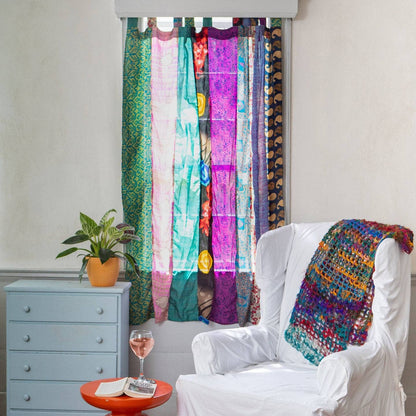Rainbow Oasis: Recycled Sari Curtains by Darn Good Yarn