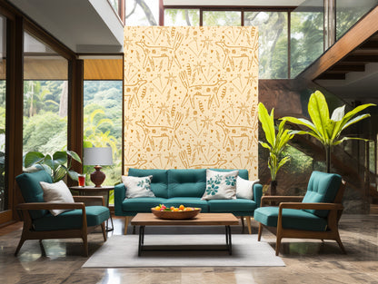 Detail view of wallpaper repeat and linework, showing medium-scale pattern and seam alignment