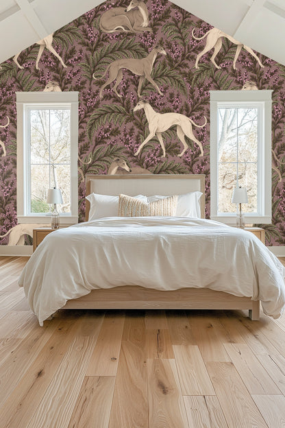 Violet Fern Canine wallpaper shown in an interior setting