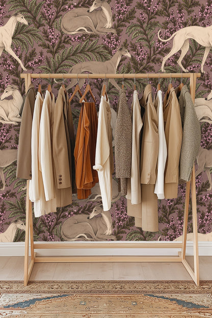 Violet Fern Canine wallpaper shown in an interior setting