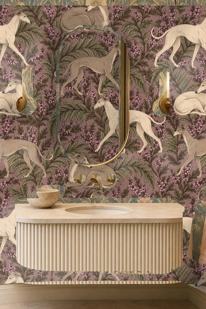 Violet Fern Canine wallpaper shown in an interior setting