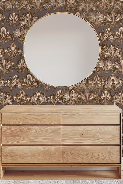 Abstract feather motif cluster in Marbled Echelon wallpaper, emphasizing brushstroke details.