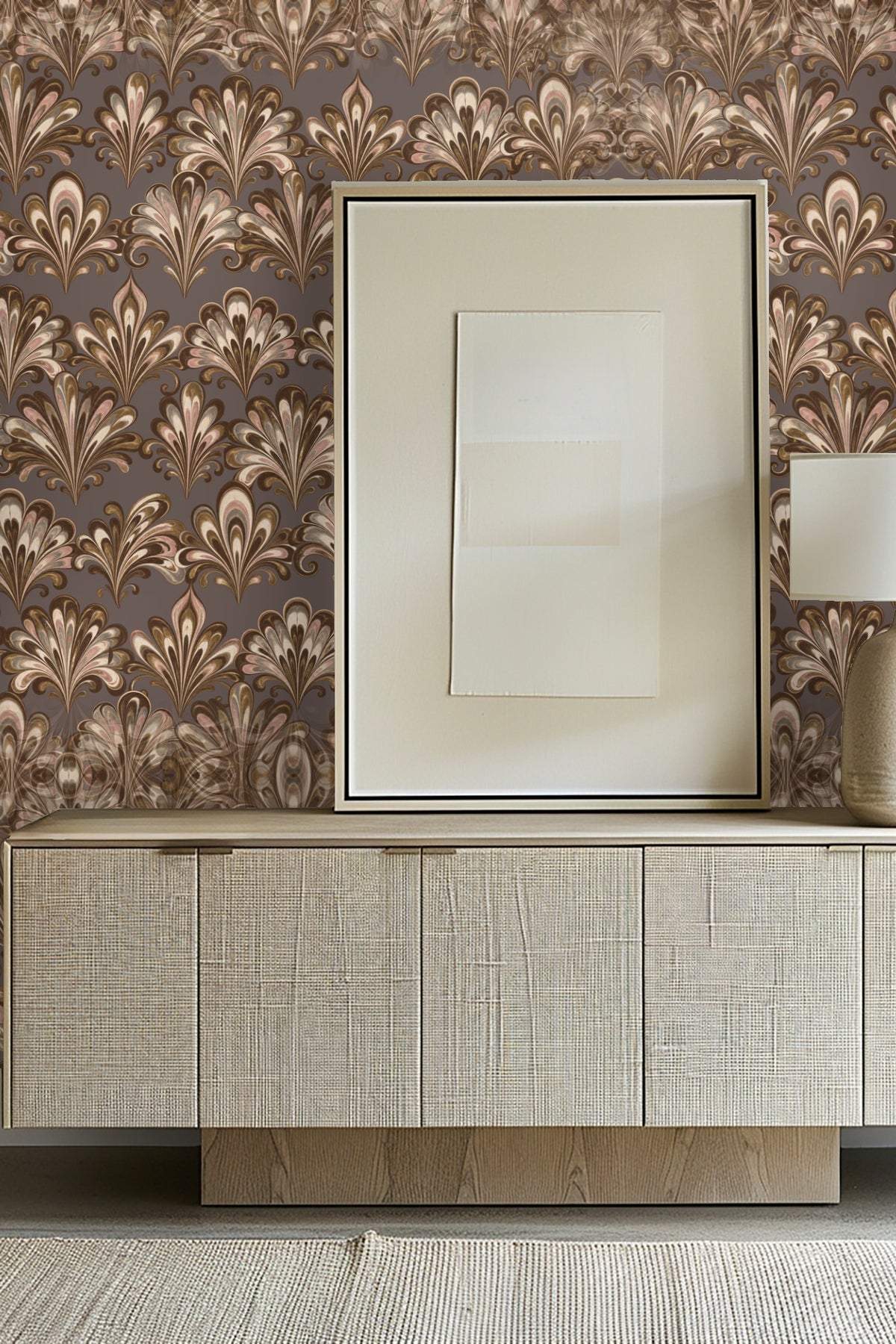 Zoomed-in pattern view highlighting marbled texture in feather design elements.