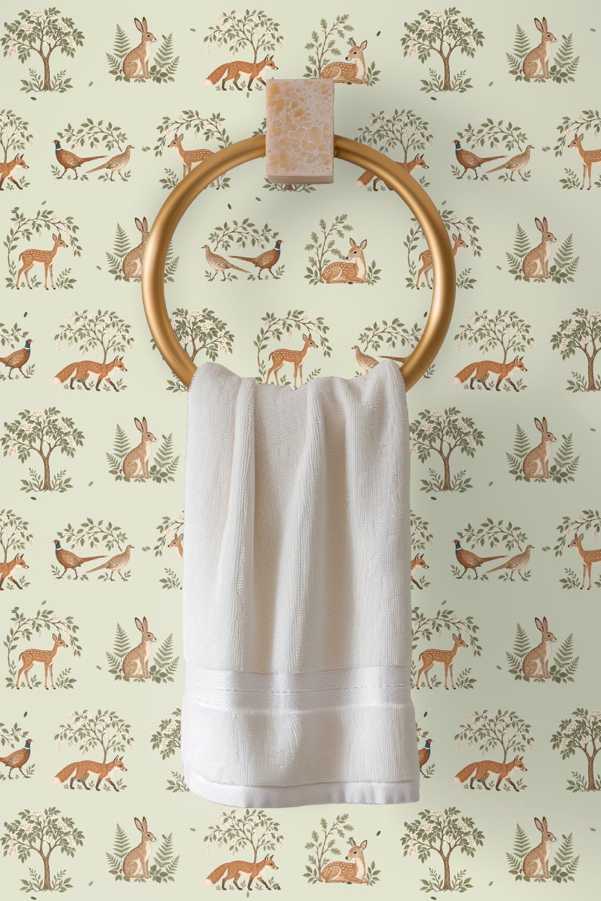 Pair of pheasants standing near a tree branch shown in wallpaper detail.