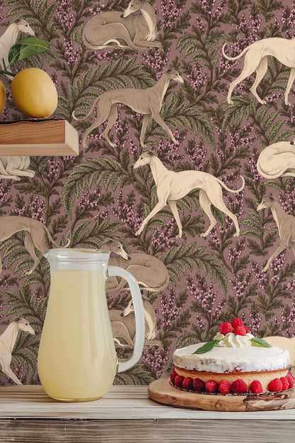 Violet Fern Canine wallpaper shown in an interior setting